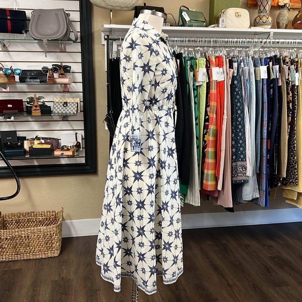 Le Sirenuse Positano NWT Lucy Blue Starburst Printed Cotton Sun Dress Size 38/2 - Picture 4 of 8